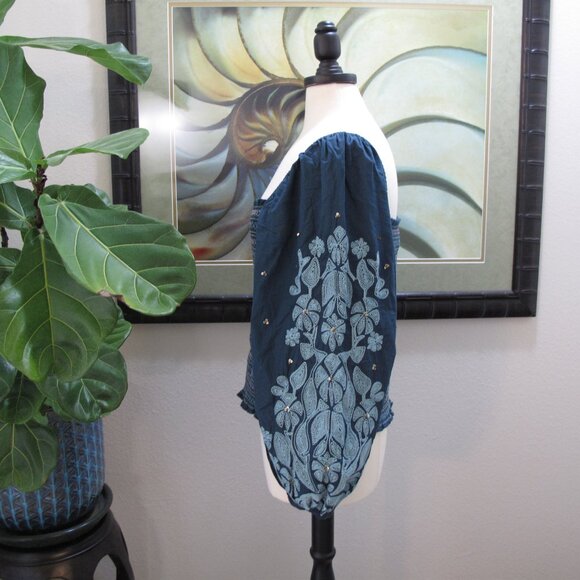 ANTHROPOLOGIE Teal Embroidered Peasant Blouse NWT - Picture 14 of 15